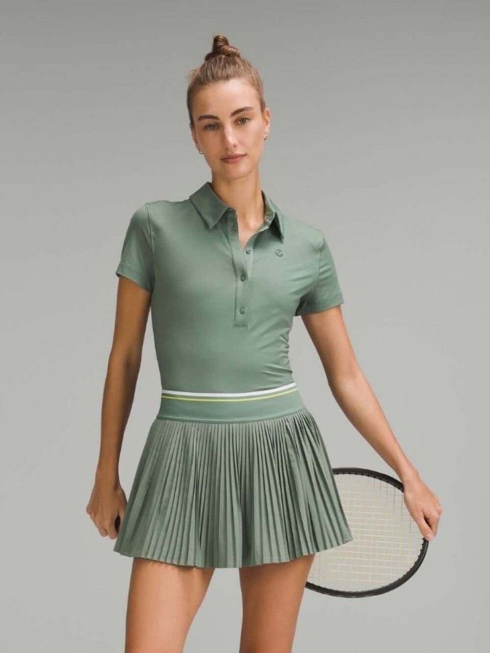 Lululemon High-Rise Pleated Tennis Skirt Grey/Yellow EUC Size 8